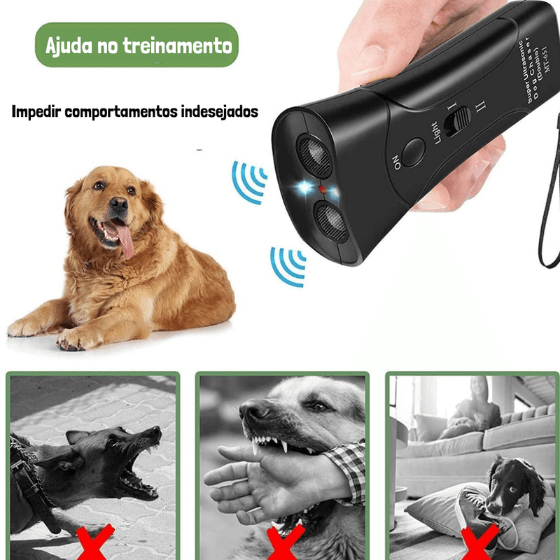 Adestrador de Cães Anti Latido Ultrassônico - SilenceMax